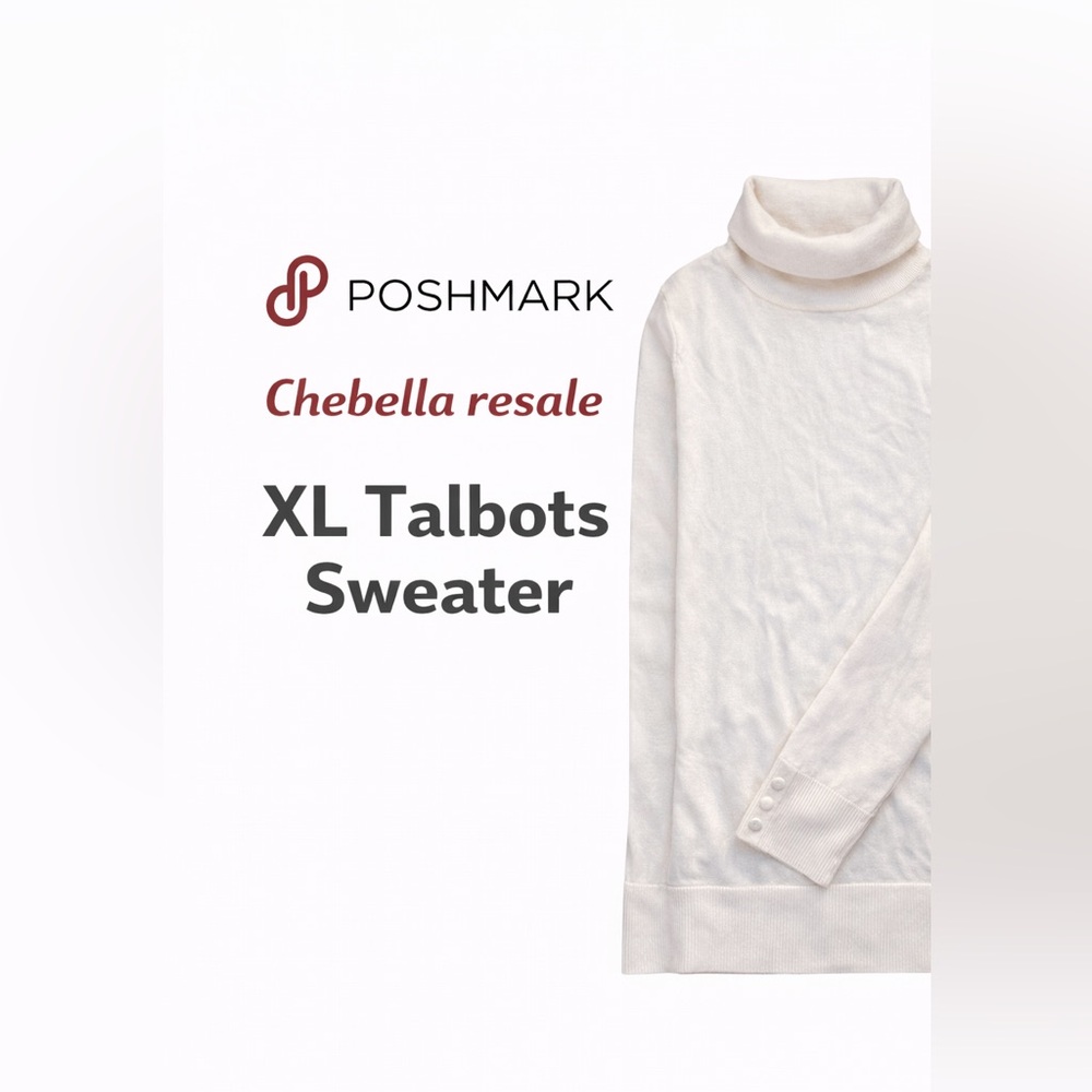 Talbots Cream Turtleneck Sweater merino wool size xl ladies women cream color